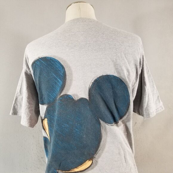 Disney Mickey Mouse shirt men's large gray double side cotton Catroon drawing - Picture 8 of 10